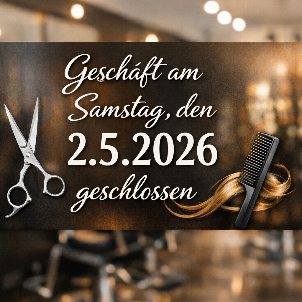 Friseursalon geschlossen am 2.5 2026