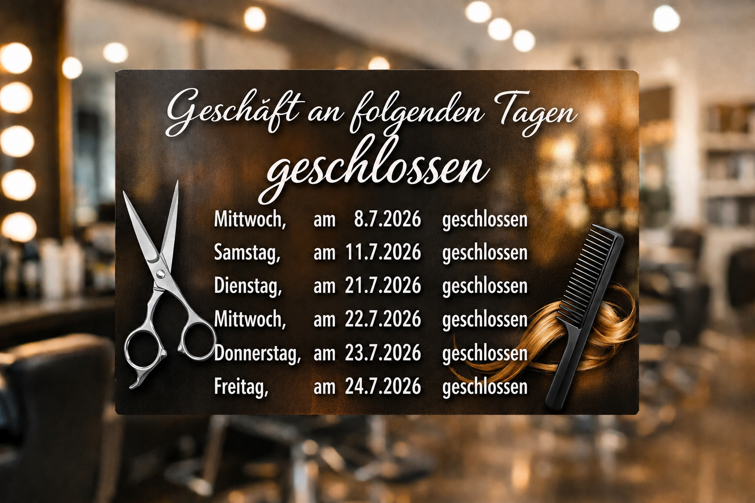 Geschlossene Tage 07/2026